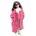 thumbnail image 2 of BRGZLK Girls Faux Fur Coat Kids Fluffy Long Sleeve Hooded Button Down Jacket Winter Daily Wear Outwear with Pockets Hot Pink 9-10 Years, 2 of 5