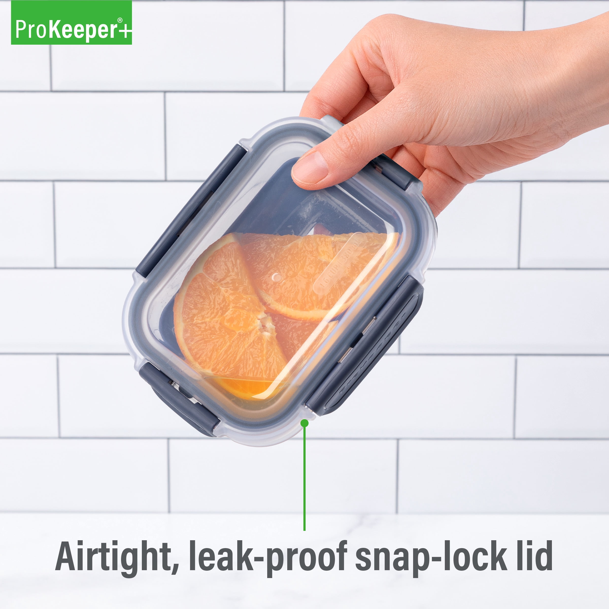(2 pack) Prokeeper+ 1.6 Cup Glass Food Storage Container with Silicone Base, Designed to Help with Pantry Storage and Everyday Organization