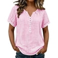 thumbnail image 5 of Kezqiaxn Womens Plus Size Tops Striped Short Sleeved V-Neck Button Down Shirts Business Work Blouse Summer Clothes, 5 of 9