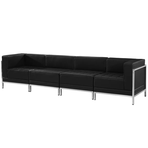 BizChair Black LeatherSoft 4 Piece Lounge Set