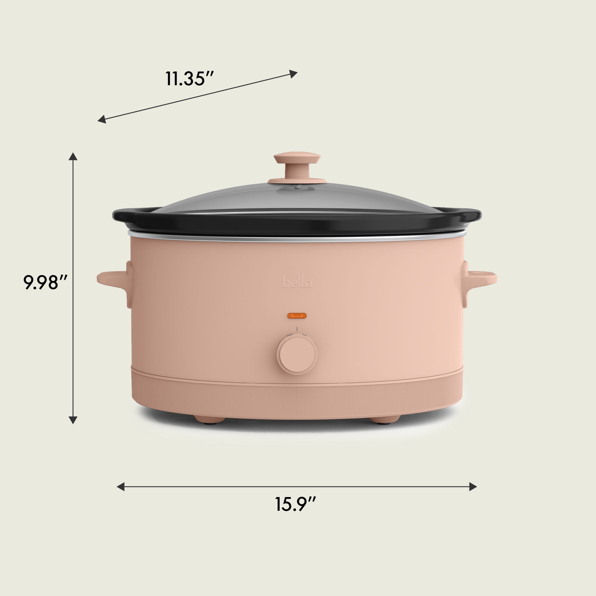 bella 6 Qt Manual Slow Cooker with 3 Temperature Settings, Ceramic Nonstick Coating, Dishwasher Safe Stoneware Pot & Tempered Glass Lid, Blossom