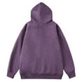 thumbnail image 3 of Hoodie Casual Long Sleeve Solid Color Sweatshirt Plus Size Round Neck Hoodies for Men Trendy Loose Fit Drawstring Daily Tops(Clearance-Sale,Purple,M), 3 of 3