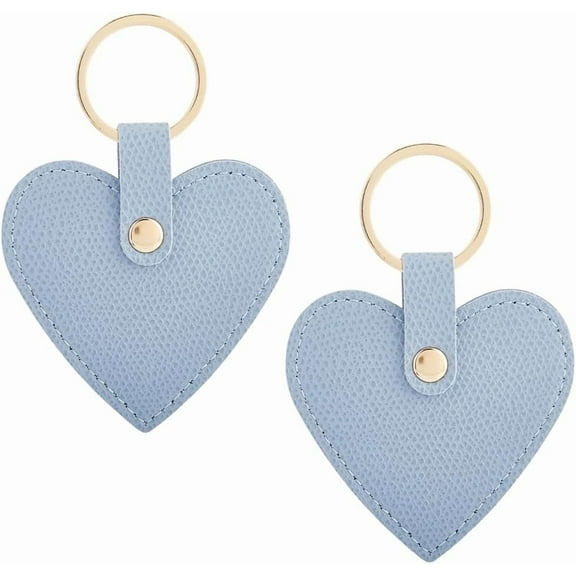 2PCS Women Heart Shaped Keychain Key Ring Organizer Cute PU Leather Heart Pendants Keychain Holder with Keyring for Valentine Gift Bag Charm Key Fob Car Accessories (Blue) diy