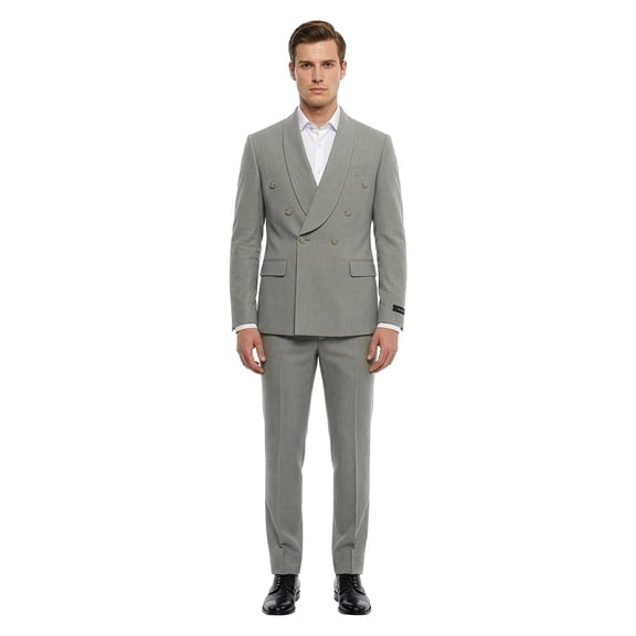 Tazzio Skinny Fit Double Breasted Shawl Collar 2pc Suit Set