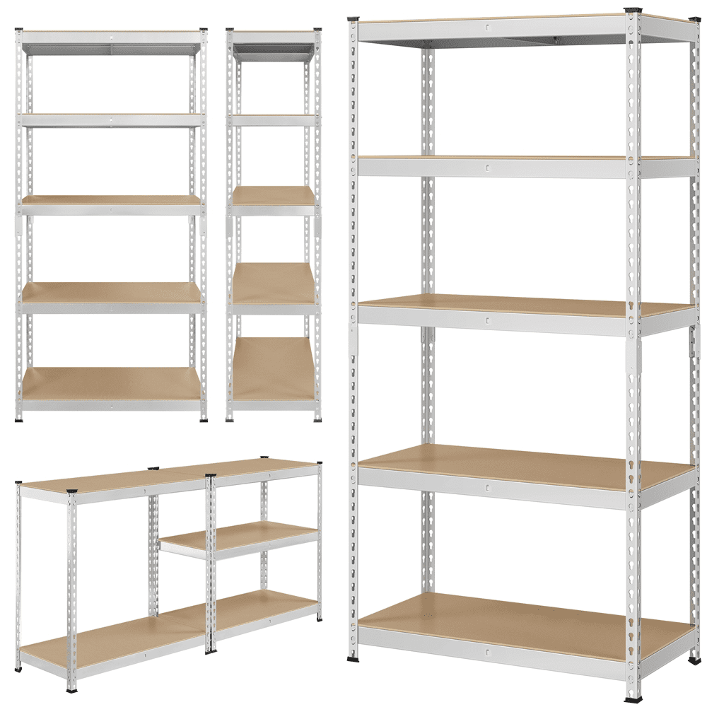 Alden Design 5-Shelf Boltless & Adjustable Steel Storage Shelf Unit, Silver, Holds up to 705 lb Per Shelf