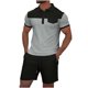 thumbnail image 1 of Pantalones Cortos para Hombre Conjunto de Trajes de 2 Piezas, Moda Mock Bolsillo Botón de Color Sólido Solapa Tops Cortos de Cintura Elástica, 1 of 7
