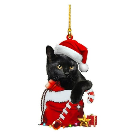 

BTJX Christmas decoration Double Sided Christmas Cat And Dog Elephant Ornaments Acrylic Craft Gifts Christmas Pendants Party Decorations