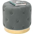 thumbnail image 3 of Homebeez Round Velvet Ottoman Footrest Stool Gray, 3 of 6