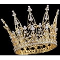 thumbnail image 1 of HAHDAXIA 4" Height Luxury Full Crown Clear Rhinestone Crystal Silver/Gold Plated Tiara Pageant Bridal Prom Wedding Crown (Gold-2), 1 of 7