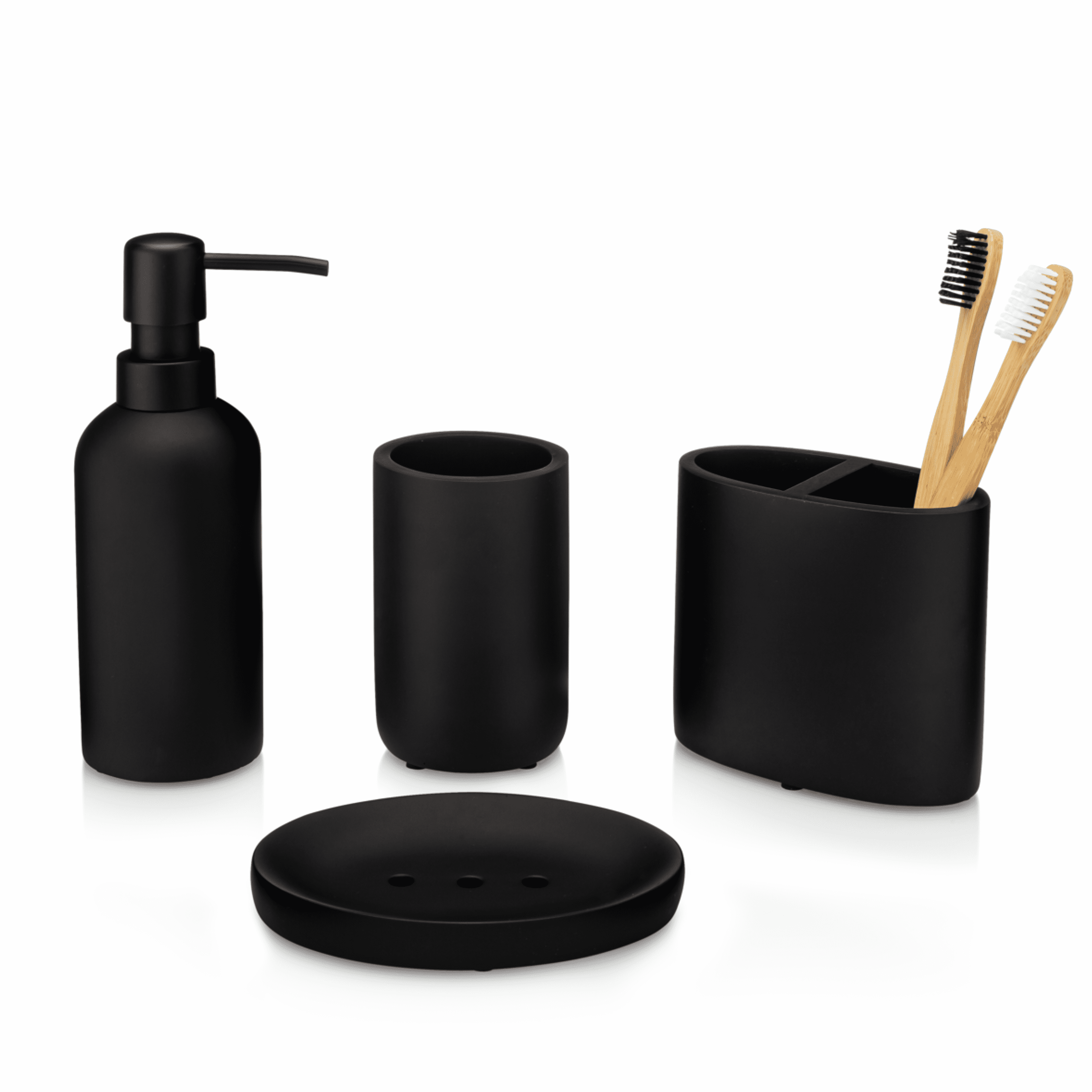 Essentra Home Matte Black Bathroom Accessory Set. Complete Set Includes