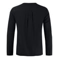 thumbnail image 5 of Mens Linen Shirt Long Sleeve Casual Button Down Top Loose Fit Breathable Summer Beach Henley Tunic Tee for Men Lightweight Black S, 5 of 7
