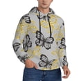 thumbnail image 2 of Rateoe Golden Glitter Butterflies Pattern Mens Hoodie, Pullover Hooded Sweatshirt, Kangaroo Pocket Hoodie Ideal for Daily Wear, Travel and Home-X-Large, 2 of 7