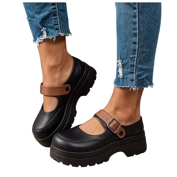 Rokment Women's Chunky Platform Slip on Mary Jane with Adjustable Back Strap 2026 Casual Height Increasing Barefoot Slip on Water Sandals Dress Clogs Black Size 6