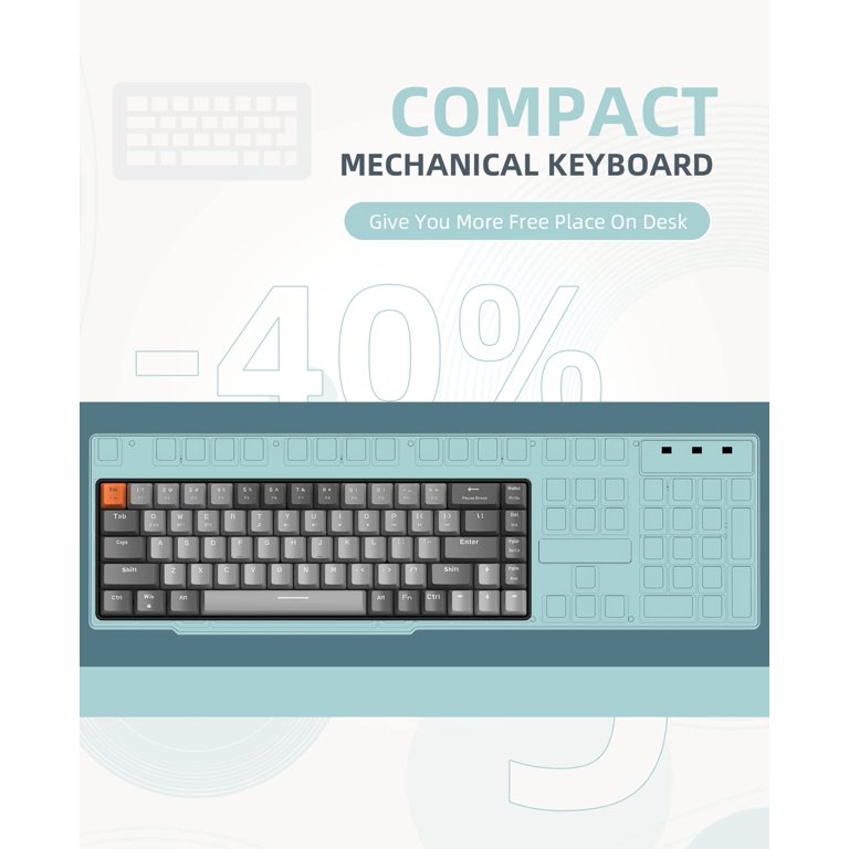 ZIYOULANG K68 60% Wireless Mechanical Keyboard, Bluetooth 5.0/2.4