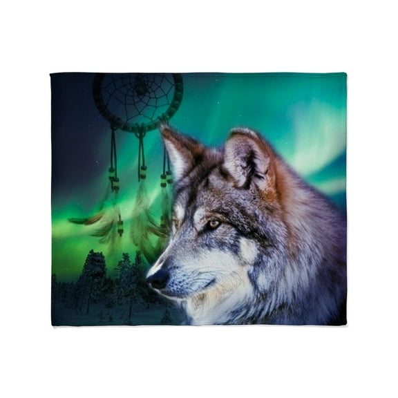 CafePress - Native Dream Catcher Wolf Northern L Throw Blanket - Soft Fleece Throw Blanket, 50"x60" for All Ages