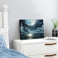 thumbnail image 4 of JRXY Framed Moon Over Ocean Canvas Wall Art Night Sky Full Moon White Cloud Canvas Prints Wall for Living Room Bedroom Bathroom Home Decor Ready to Hang 16x12inch, 4 of 6