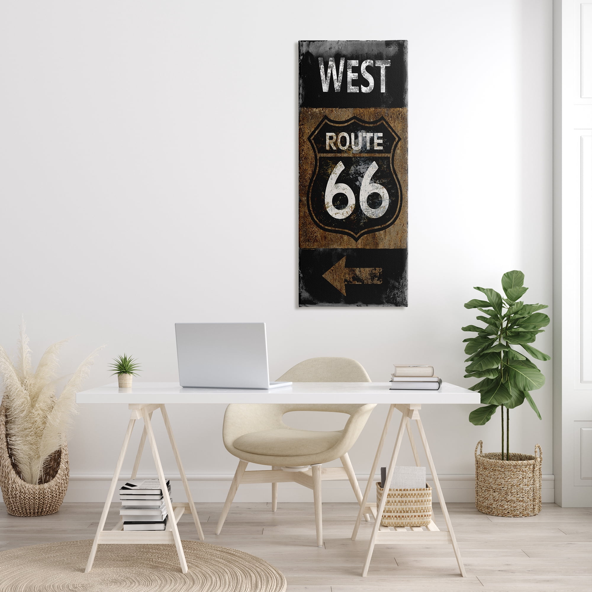 Stupell Industries Rustic Highway Route 66 Symbol Left Arrow Directional, 20 x 48, Designed by Luke Wilson