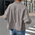 thumbnail image 4 of SwiftWear Women's Cotton Cropped Corduroy Shirt Jacket Causal Dressy Button Down Long Sleeve Shacket​​, Gray, 4 of 7