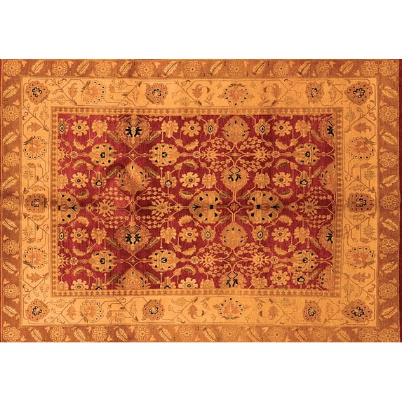 Ahgly Company Indoor Rectangle Oriental Orange Traditional Area Rugs, 2' x 4'