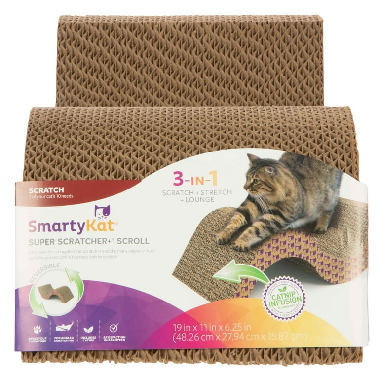 SmartyKat Super Scratcher Scroll Catnip Infused Corrugate Cat Scratcher Hideout Lounge