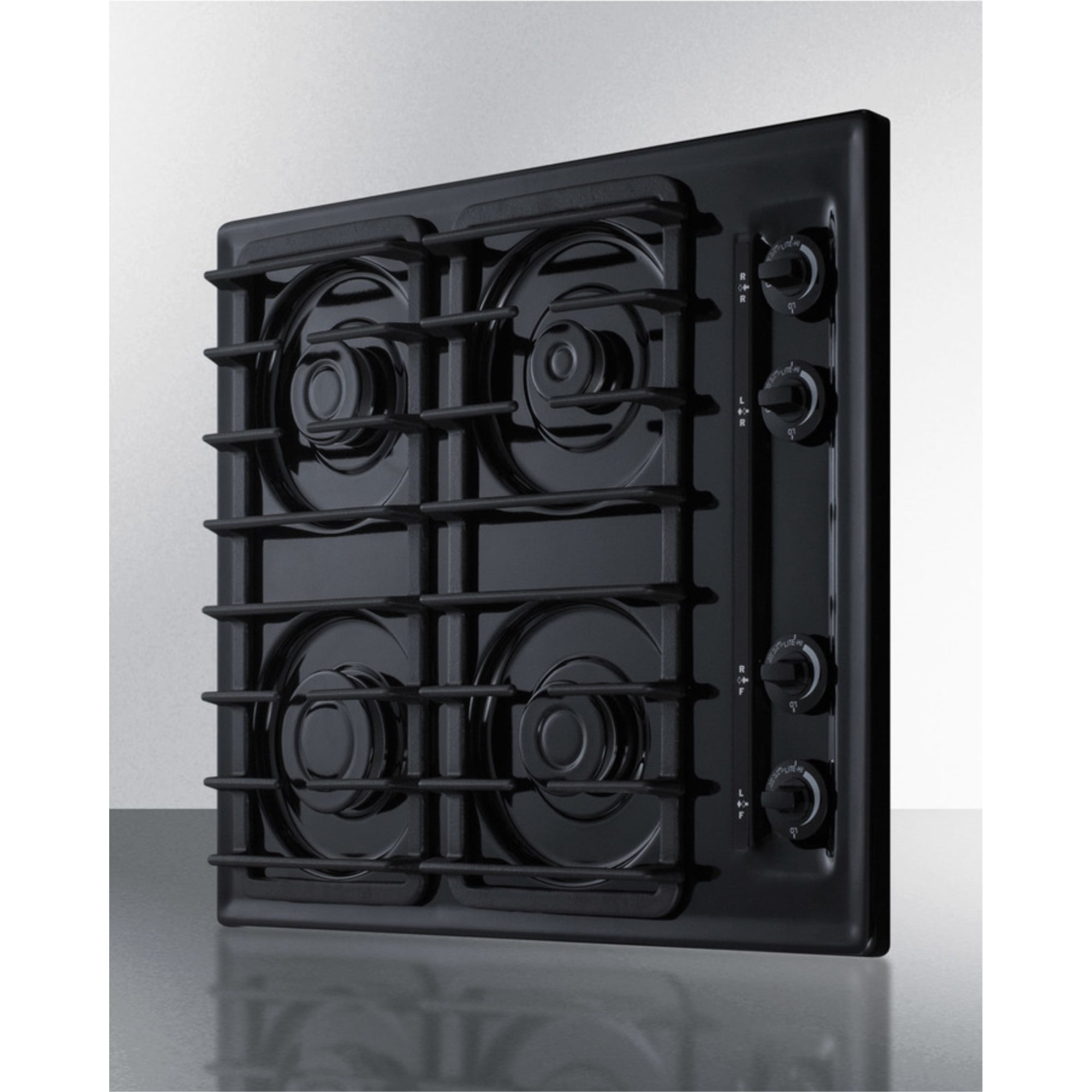 Summit Appliance TTL033S 24 in. Wide 4-Burner Gas Cooktop, Black