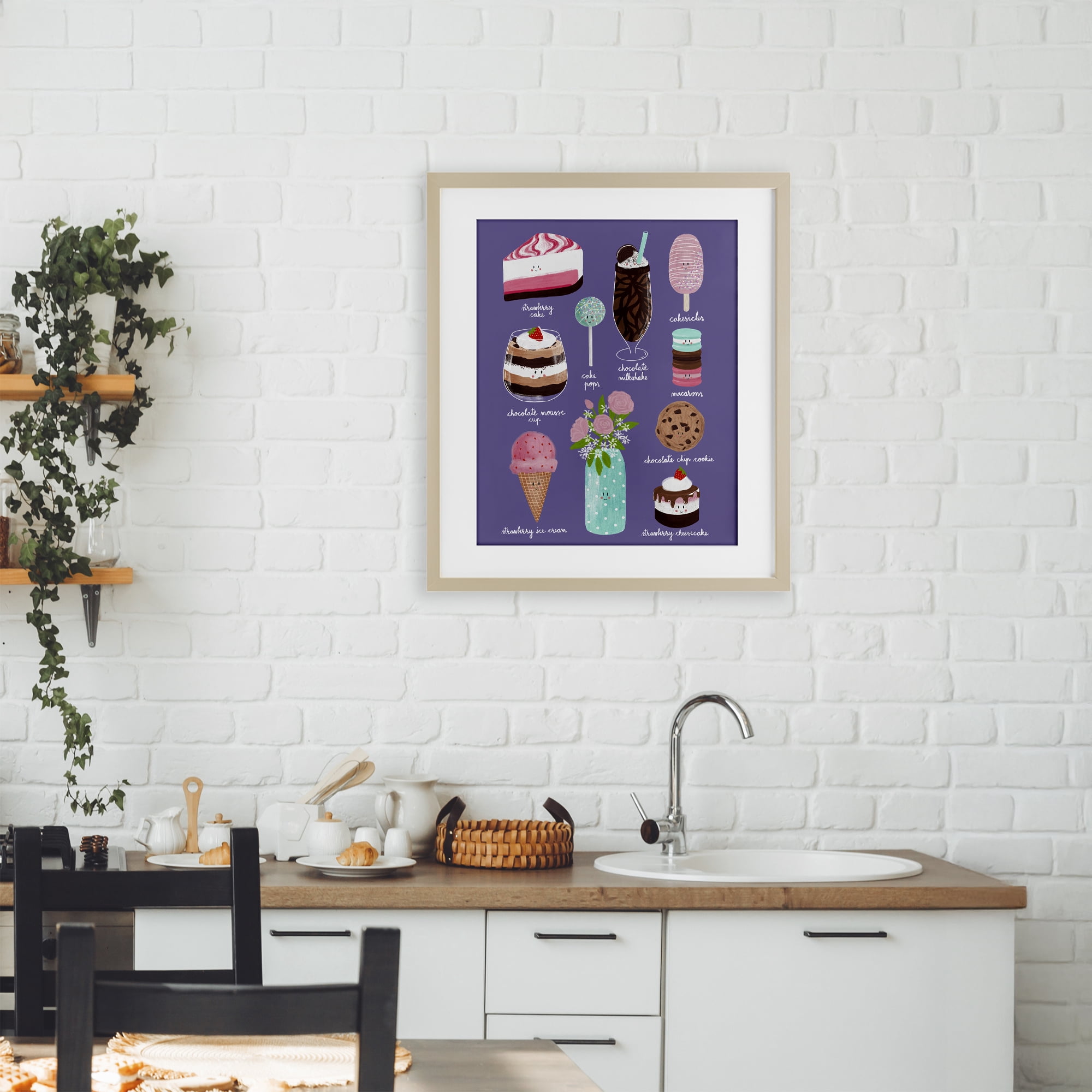 Stupell Industries Decadent Desserts & Flowers Birch Framed Print Under Glass, design by Metka Hiti
