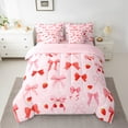 thumbnail image 2 of Manfei Kawaii Bowknot Twin Bedding Sets 7pcs for Kids Girls, Cute Strawberry Bedding Comforter Set, Pink Red Sheet Sets, Super Cozy Room Decor, 2 of 8