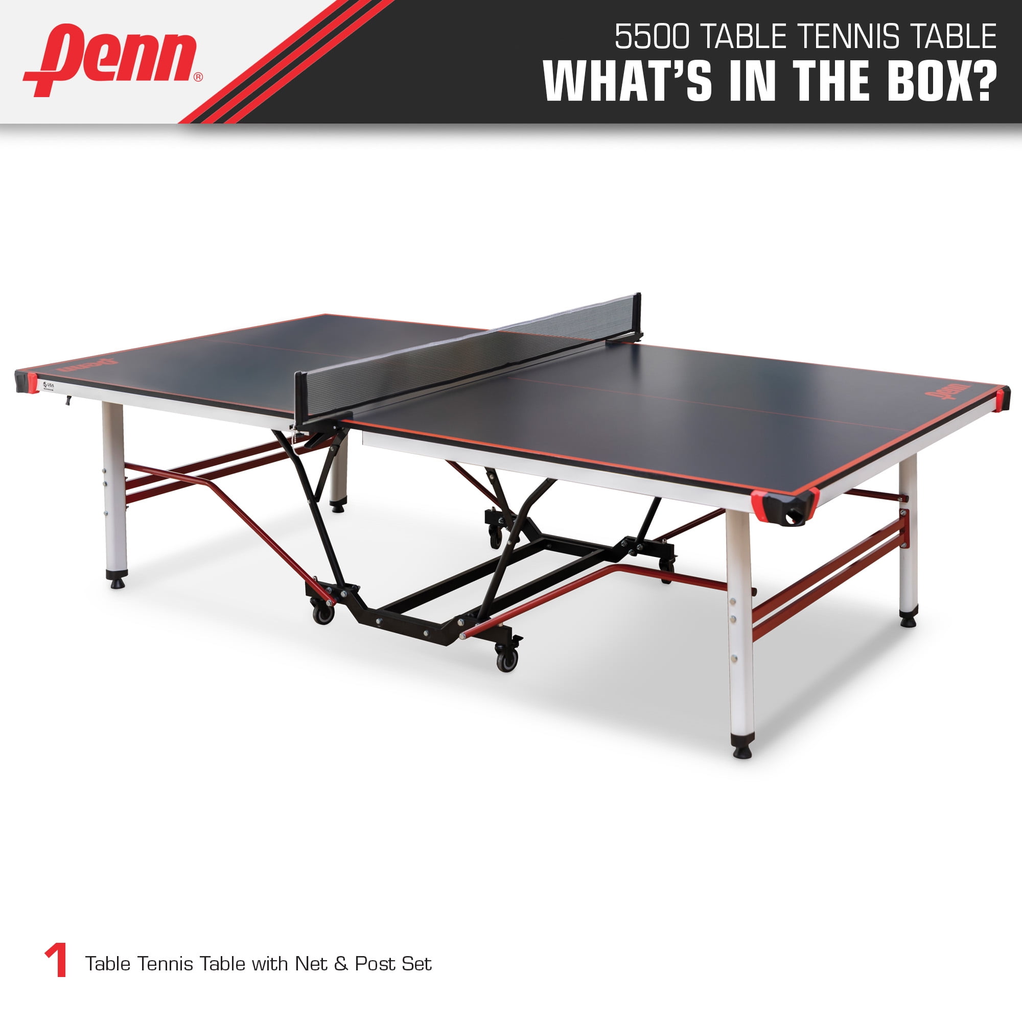 Penn 5500 Premium Official Size Indoor Table Tennis Table, 18mm