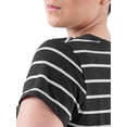 thumbnail image 4 of Time and Tru Womens Striped Short Sleeve Slub Crew Neck T-Shirt, 4 of 6