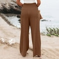 thumbnail image 3 of QENGING Women's Pants Wide Leg Casual Solid Color Trousers Straight Plus Size Trousers with Pocket on Clothes, 3 of 6