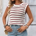 thumbnail image 5 of ABATAB Womens Short Sleeve Sweater Spring Summer Crewneck Striped Pullover Casual Fashion Cap Sleeve Knit Vest Tops Clothes, 5 of 7