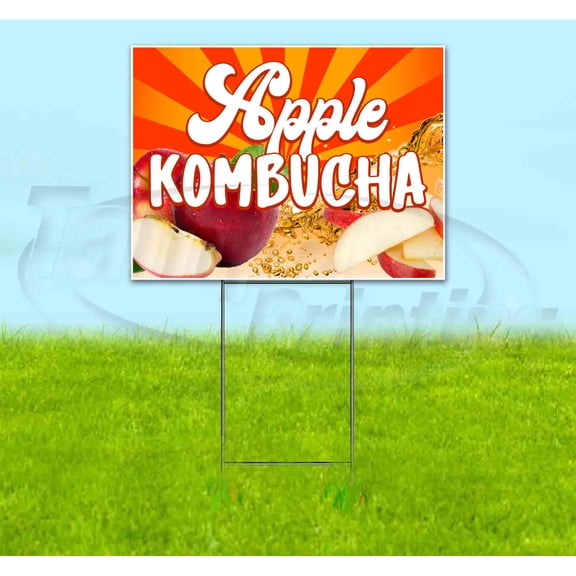 Apple Kombucha (18"" X 24"") Yard Sign, Includes Metal Step Stake