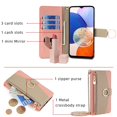 thumbnail image 3 of Dteck Bag Crossbody Strap Case for Samsung Galaxy A15 5G,Magnetic Leather Card Slots Zipper Wallet Hidden Mirror Case Shockproof Stand Full Body Protective Cover with Detachable Metal Strap,Pink, 3 of 8
