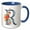 Blue/White, variant on 3drose, Pretty Floral Monogram R, 11oz Two-tone Black Mug