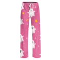 thumbnail image 5 of Womens Halloween Pajama Pants Elastic Waist Drawstring Lounge Sleep Bottoms Relaxed Fit Straight Leg Full Length Comfy Pjs Everyday Home Wear with Adjustable Waist Pink XL, 5 of 5