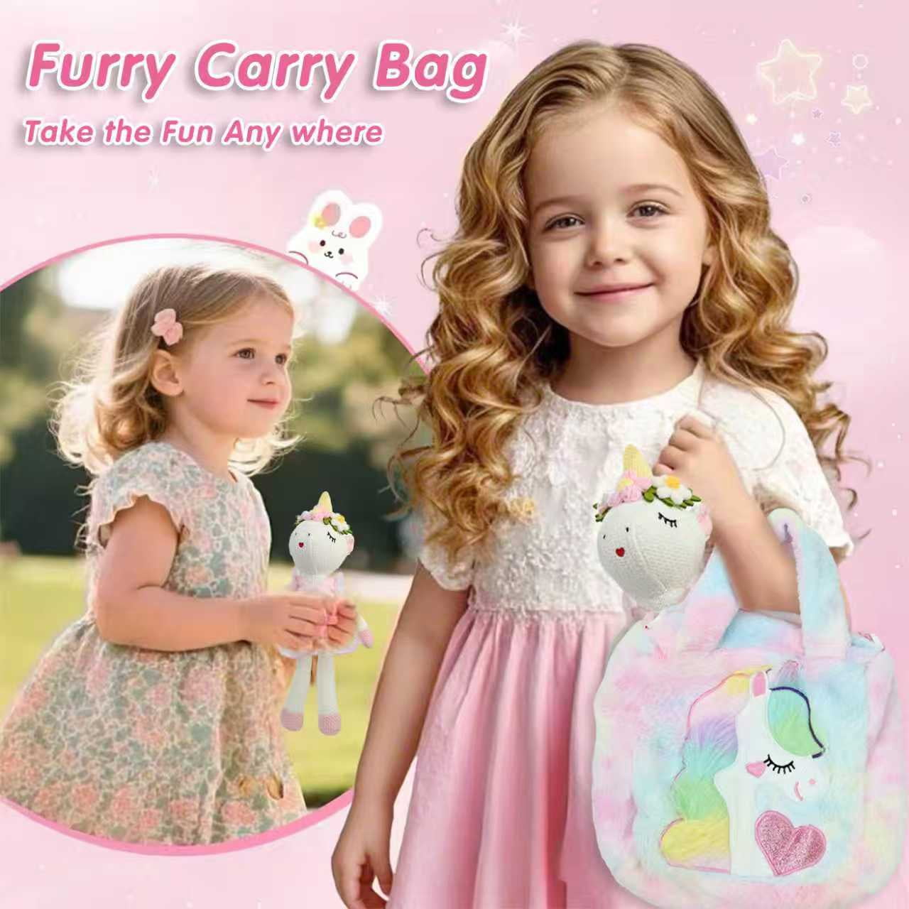 LINXUXIE Unicorns Stuffed Animal Doll Toys, Plush Doll with Cloth, Shoe, Bag, Ballet Dress Up Doll for Girl, Birthday Gifts for 1-3 3-5 5-8 Year Old