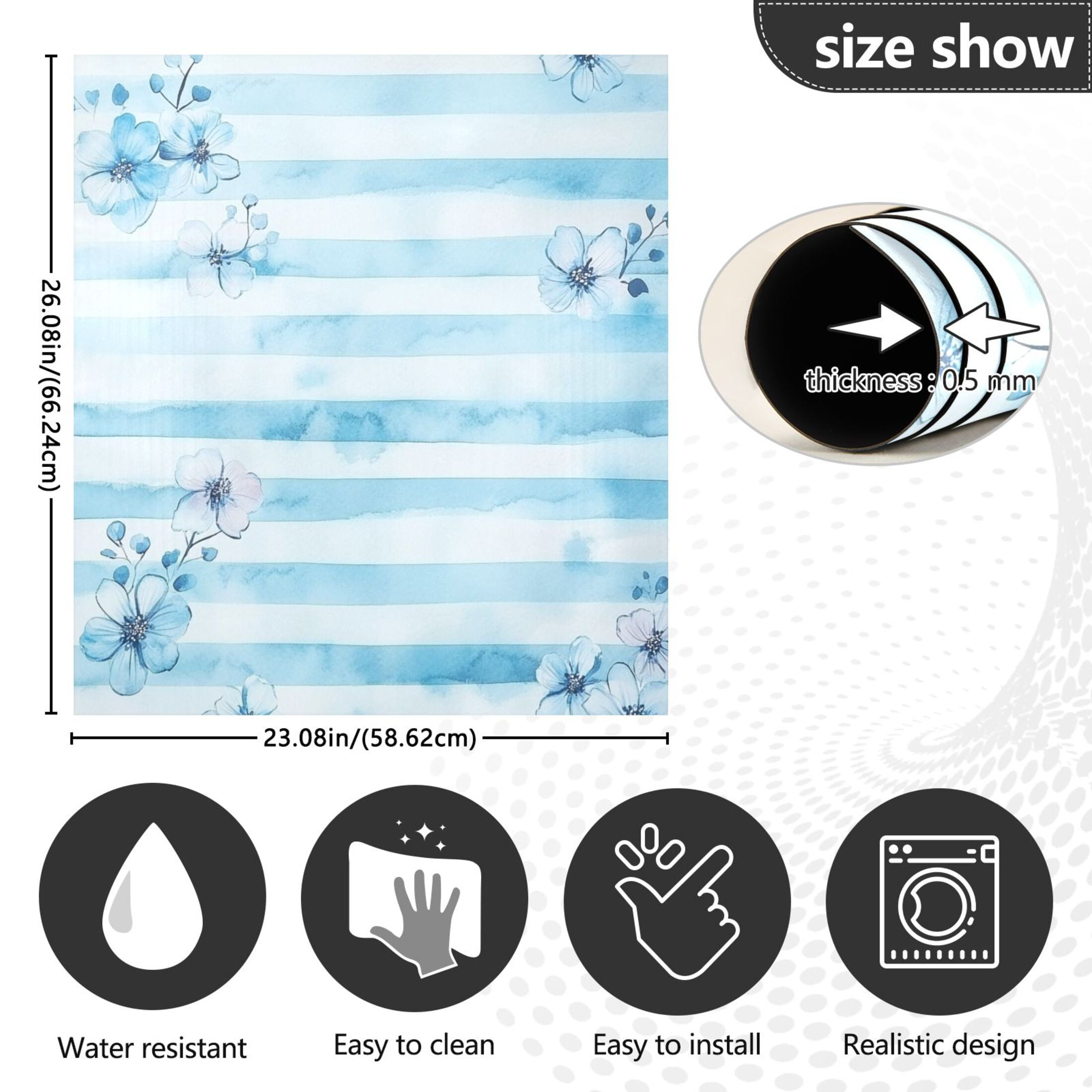 Dishwasher Magnetic Sticker 23x26 Inch Refrigerator Magnetic Sticker Washing Machine Magnetic Sticker Kitchen Panel Magnetic Sticker Home Decor Pretty Blue Cartoon Flowers