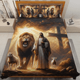 thumbnail image 2 of Lotusprinthandmade Jesus Lion and Lamb Quilt Bedding Set (White Binding) 5 Sizes (Made in Vietnam) (70x80), Faith-Themed Quilt Bed Set, Christian Quilt Bedding Set, 2 of 5