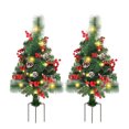 thumbnail image 4 of 1 Paquet d'Arbres de Noël de Sentier Prééclairés de 30 Pouces, Remplissage d'Urne de Noël Artificielle avec 10 Lumières DEL, Baies Rouges, Pommes de Pin et Boules, Ornements à Piles, Décor des Fêtes pour Allée et Cour, 4 of 9