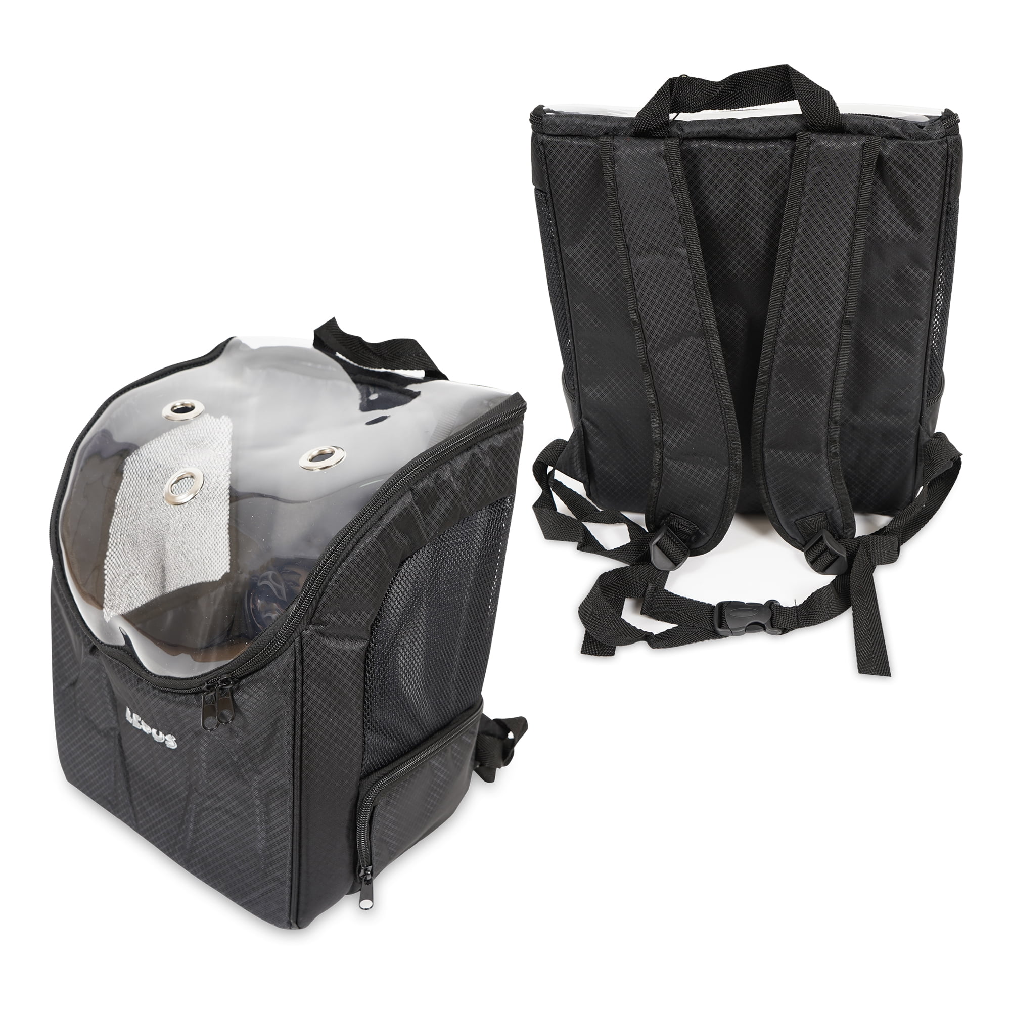 Airline Approved Dog and Cat Backpack Carrier for Small Dogs - Water, Stain Proof Dog Hiking Backpack with Mesh Cover, Waist Belt - BLACK