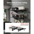 thumbnail image 2 of VEVOR 2-Tier Heavy Duty Wall Garage Shelving, 2 x 4 ft Steel Wall Mounted Shelving Unit with Hooks, 24 x 48 Inch Per Shelf Floating Storage Metal Rack for Garage, 500 lbs Total Weight Capacity, Black, 2 of 9