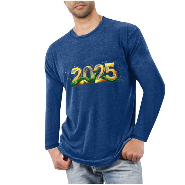 Blusas y camisas de manga larga con cuello redondo para hombre, deportivas, fitness, hogar, pijamas navideños estampados, camiseta de manga larga con cuello redondo, blusa de poliéster para hombre