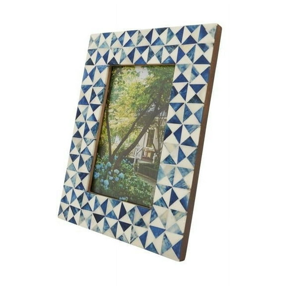 Saro Lifestyle PF836.BL46 4 x 6 in. Artistic Geometric Photo Frame, Blue