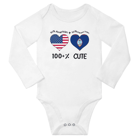 

50% American + 50% Chamorro Guam = 100+% Cute Baby Long Slevve Bodysuits (White 6-12 Months)