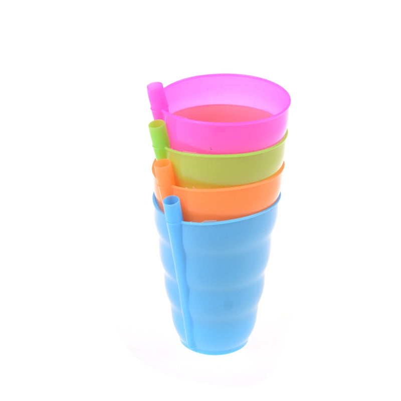 Kids Childrens Infants Baby Sip Cup with Built in Straw Mug Drink Solid FO 