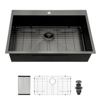 30x22x9 Inches 18-Gauge Stainless Steel Undermount Single Bowl Kitchen Sink - Bronze Black.