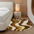 thumbnail image 2 of Brown Wave Round Area&nbsp;Rug 4ft Modern Abstract Art Gold White Line Stripes Linen Non-Slip&nbsp;Washable Circle Rugs Soft Felt Indoor Floor Mat for Bedroom Kitchen Living Room Bathroom, 2 of 9
