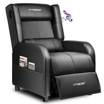 GTRACING Recliner Chair Gaming PU Leather Single Living Room SofaBluetooth with Speakers Footrest, Black