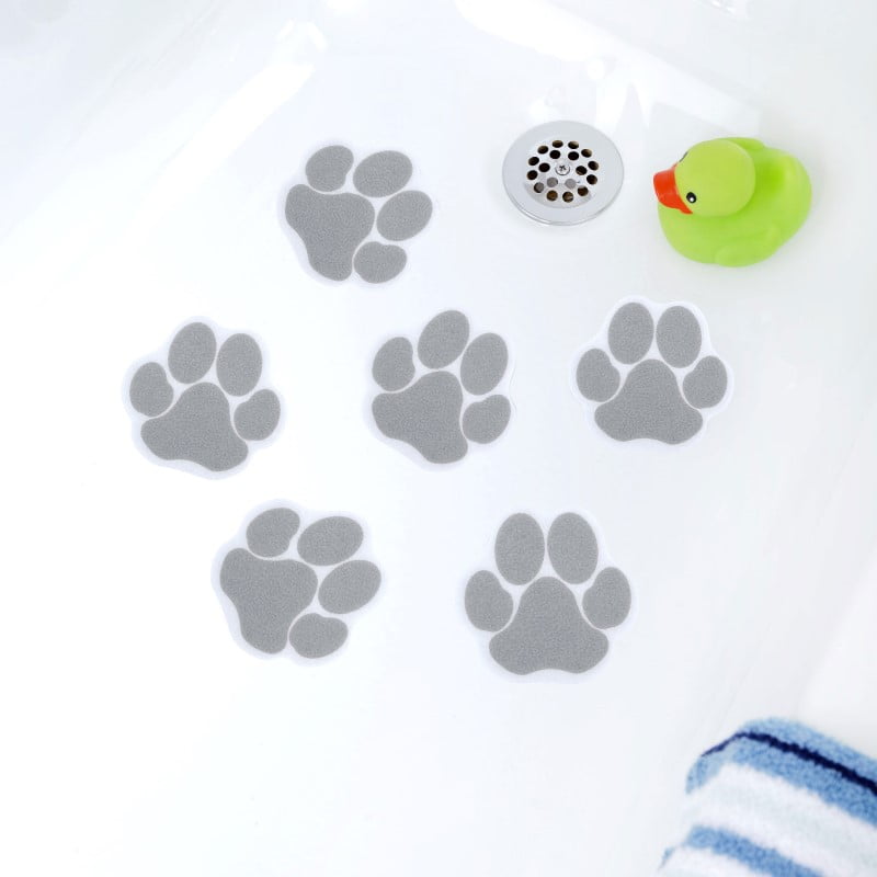 SlipX Solutions Adhesive Paw Print Bath Treads (6 Count, Tan)