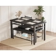 thumbnail image 2 of 47 Inch Farmhouse Dining Table Set for 4, Modern Kitchen Table with Bench and Chairs, Storage Shelf & Sturdy Metal Frame, Space-Saving Design for Apartment and Kitchen, Black, 2 of 6